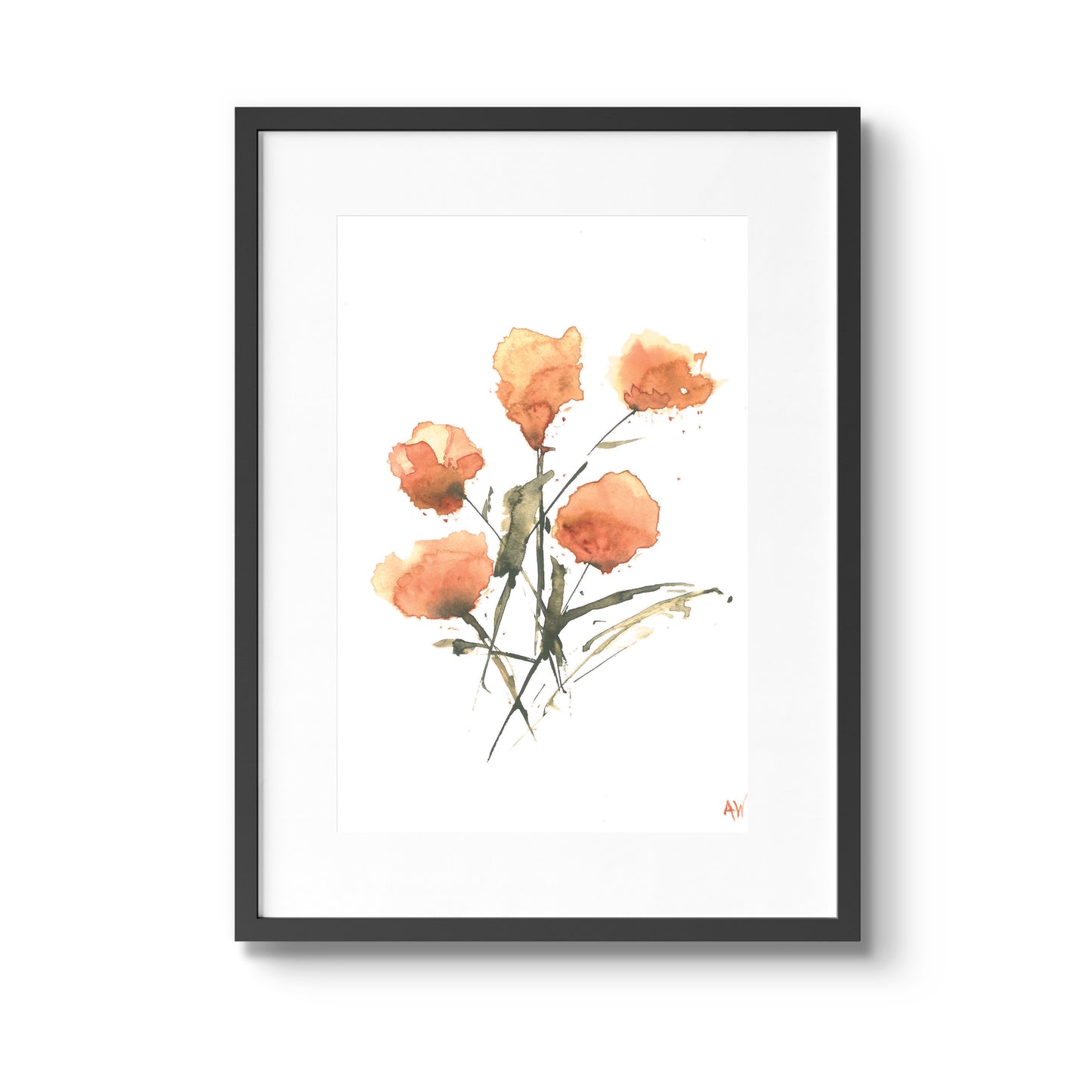 Peach Poppies Watercolor